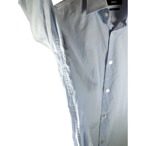 Hugo Boss Sharp Fit Men’s Dress Shirt 15.5 32/33 Baby Blue Long Sleeve Button-Up - Picture 10 of 11